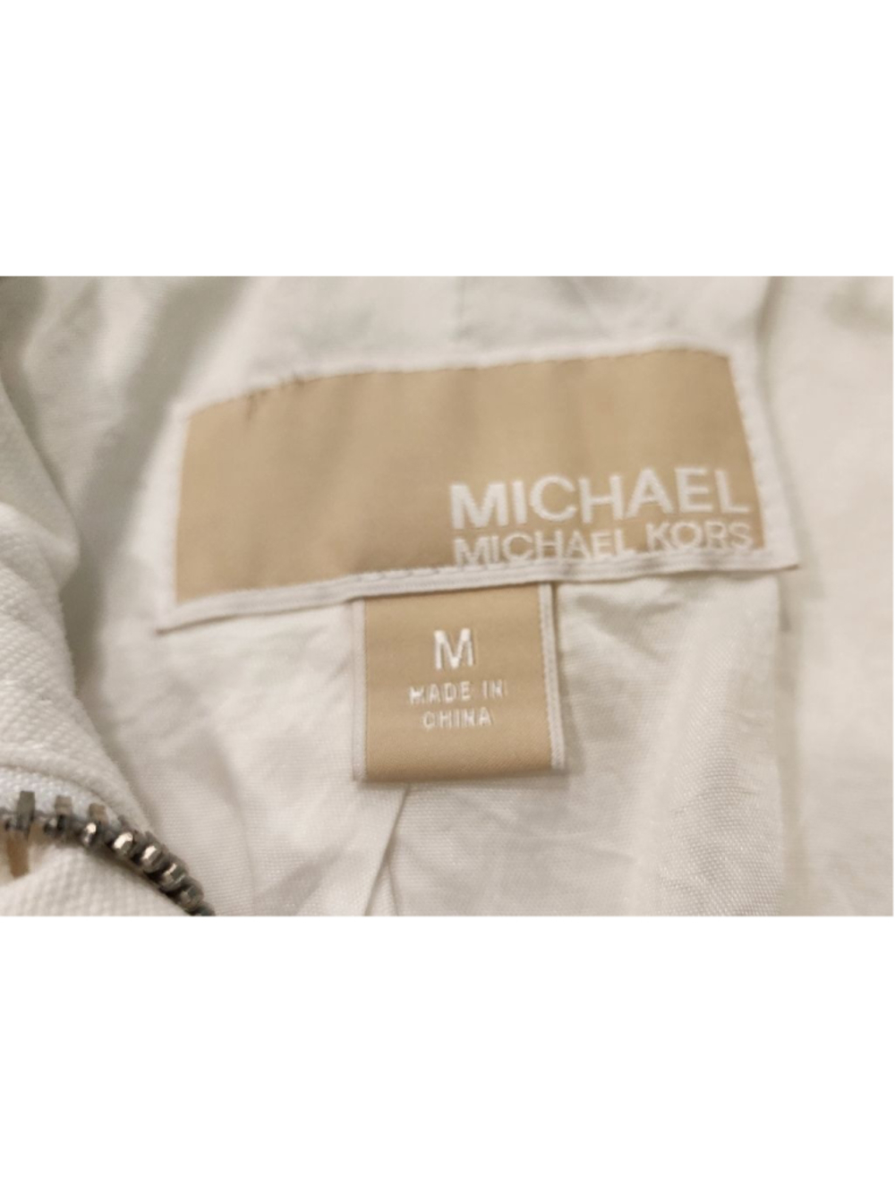 Michael Kors White Utility Cargo Jacket Women’s M Cotton Drawstring Zip Pockets - Picture 10 of 14